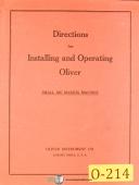 Oliver-Oliver 20\", Template Tool Bit Grinder, Installing Operating & Parts Manual 1946-20\"-04